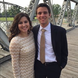 Gold and White Stripe Dress - Size 8